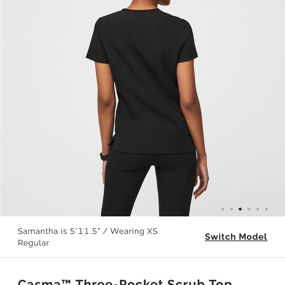 FIGS Casma Three-Pocket Scrub Technical Collection Top Black - Picture 3 of 12